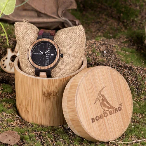 Miniatura 8 de BOBO BIRD Wood Watches Colorful Wood WristWatches Week & Date Display Multifunction Handmade Quartz Watch Sport Chronograph Unique Wristwatch for