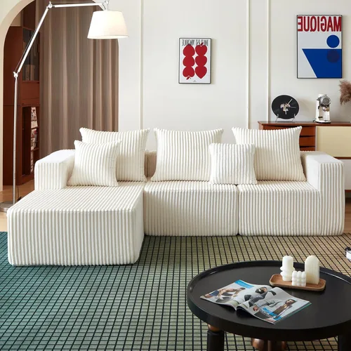 Miniatura 3 de Sofás seccionales de 102" para sala de estar, sofá nube sin estructura, sofá en forma de L con asiento profundo de gran tamaño, sofá cómodo