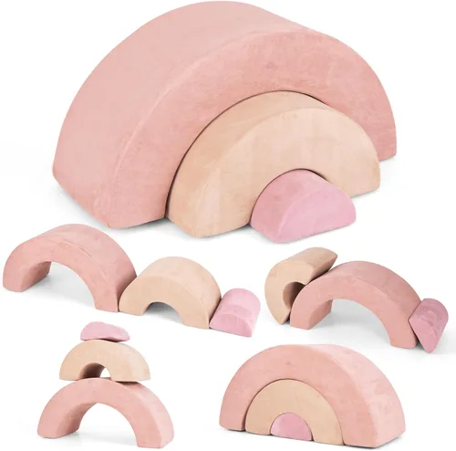 Miniatura 11 de INFANS Juguetes de escalada para niños pequeños, juego de 6 piezas de bloques de espuma suave para trepar y gatear con estructura de actividad