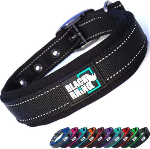 Miniatura 34 de Collares para perros Black Rhino para perros medianos - Collar de perro ajustable reflectante resistente con acolchado de neopreno ultra suave