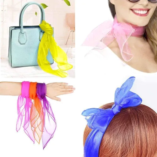 Miniatura 4 de Colovis 24 Inches Square Dance Scarves, 12 Colors Juggling Scarf Props Magic Trick Silk Play Scarves Music Movement Scarf