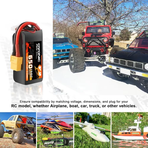 Miniatura 5 de OVONIC Batería Lipo 4S 650mAh 14.8V 130C Batería con enchufe XT60 para RC Car Truck RC Vehículos RC Barco, Dron, Avión RC Quadcopter, Helicóptero
