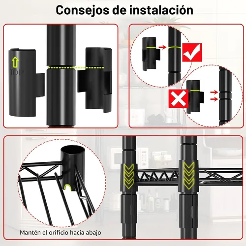 Miniatura 8 de GIOTORENT Unidades de Estantería Metálica de Pie de 5 Niveles, Estante de Alambre de Altura Ajustable Rack de Exhibición para Lavandería Baño Cocina