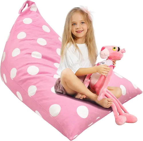 Miniatura 18 de Aubliss Funda para puf de almacenamiento de animales de peluche, 50 x 35 pulgadas, puff de terciopelo extra grande para niños y adultos, con Velvet