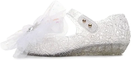 Miniatura 2 de OMGard Zapatos de gelatina para niñas, sandalias de cumpleaños de princesa de reina de la nieve para niñas pequeñas, sandalias azules con purpurina