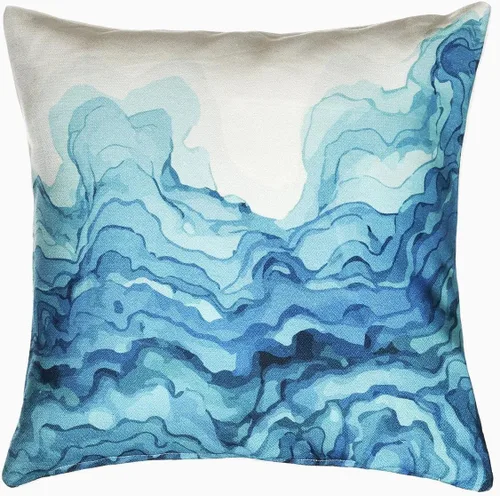 Miniatura 25 de Fab Habitat Almohadas para interiores y exteriores hechas de hilo de poliéster reciclado, resistente a las manchas, lavable a máquina, inserto Ondas