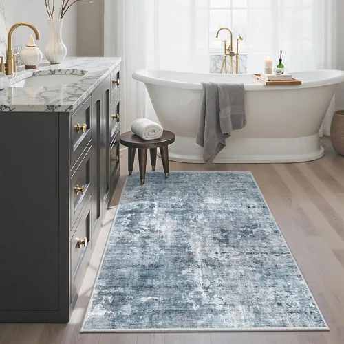 Miniatura 192 de Alfombra de pasillo Soalmost 2'6" x 10' lavable, alfombra antideslizante para cocina, baño, lavandería, alfombras vintage ultra delgadas para Beige