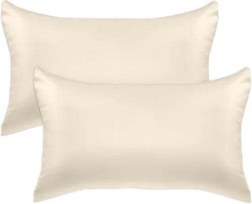 Miniatura 18 de Elegant Comfort Juego de 4 fundas de almohada de satén de viscosa refrescante con cierre de cremallera oculto, suave como la seda para el cuidado