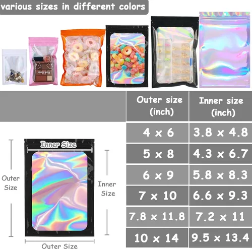 Miniatura 3 de Paquete de 100 bolsas de Mylar de 7.8 x 11.8 pulgadas con ventana transparente, bolsas de papel de aluminio resellables grandes de cuarto de galón