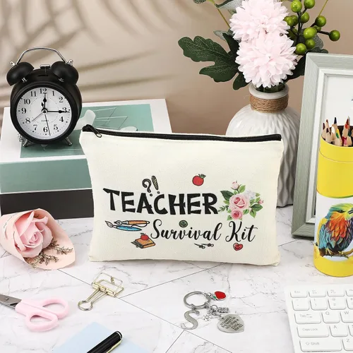 Miniatura 7 de Juego de regalo de agradecimiento al profesor, kit de supervivencia para profesores, llavero con inicial, regalos para profesores de graduación