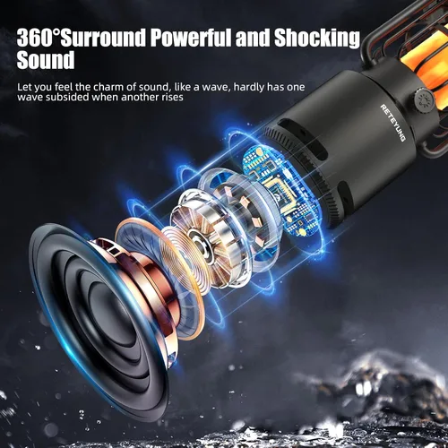 Miniatura 5 de Altavoces para exteriores Bluetooth impermeables, 10 W, inalámbrico, portátil, altavoz con luz de llama LED con atmósfera de antorcha
