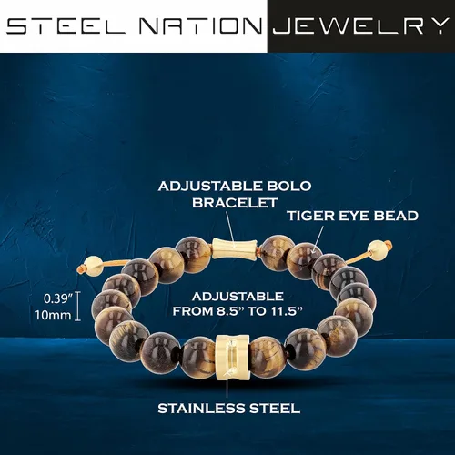 Miniatura 3 de Pulsera Bolo de Nylon Ajustable con Cuentas de Acero Inoxidable para Hombre - Elección