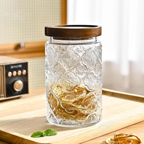 Miniatura 5 de Adodeen Tarros de vidrio vintage de 32 onzas con tapas, recipientes herméticos para almacenamiento de alimentos, recipientes de cocina para azúcar