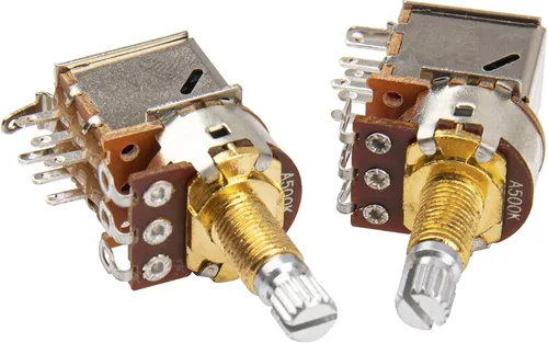 Miniatura 4 de 2 macetas Yootones A500K Push Pull para guitarra, potenciómetros cónicos de audio, eje dividido de cobre largo, compatible con accesorios de guitarra