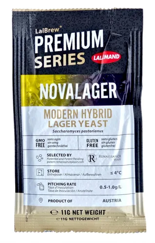 LalBrew NOVALAGER - Levadura de cerveza híbrida moderna, paquete de 0.43 onzas Danstar Nova Lager Lallemand Premium Series Dry Brewers Levadura