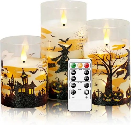 Miniatura 7 de kakoya Velas sin Llama de Árbol de Navidad con Control Remoto, 2 Piezas Velas LED Parpadeantes de Cera Real Verde que Funcionan con Batería