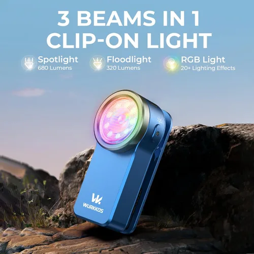 Miniatura 2 de Wurkkos HD03 - Linternas recargables luz EDC con clip, linterna brillante de bolsillo de 680 lúmenes, combina foco/reflector/luz RGB, magnética