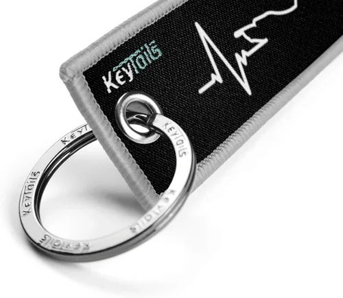Miniatura 3 de KEYTAILS Llaveros, Etiqueta de Llave de Calidad Premium para Motocicleta, Coche, Scooter, ATV, UTV [Aventura, Deporte Dual - Latido del Corazón] Rojo