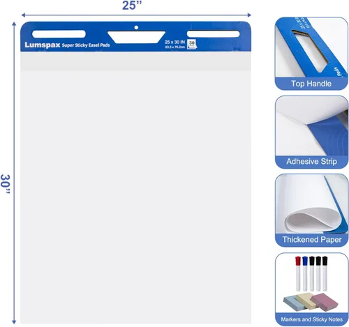 Miniatura 2 de Sticky Easel Pads 25x30 In, 3 Pack Large Self Stick Flip Chart Paper with Enhenced Power, 90 Sheets Total