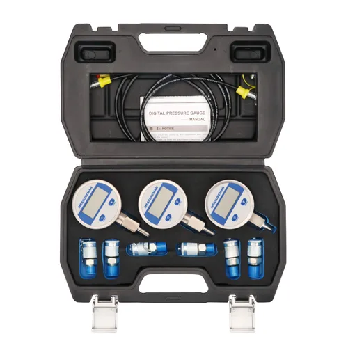 Kit de prueba de presión hidráulica digital portátil MEASUREMAN para excavadora, incluye 6 acoplamientos de prueba, 3 medidores de presión digital
