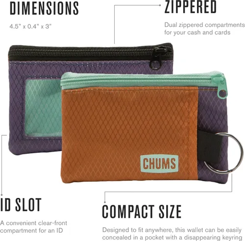 Miniatura 6 de Chums Cartera de surfshorts Cartera minimalista ligera con cremallera y ventana transparente para identificación Resistente al agua con llavero