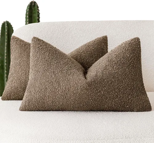 Miniatura 77 de Foindtower - Juego de 2 fundas decorativas de textura de bucle, fundas de almohada acentuadas, fundas de cojín sólidas, neutrales, para sofá, silla