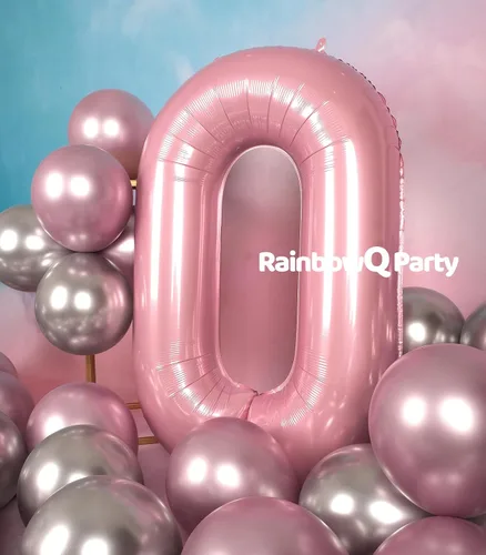Miniatura 3 de Globo Número 0 de 40 Pulgadas para Niño o Niña Rosa Grande 0-9 Papel de Aluminio Mylar Grande Globo Número 0 Feliz Cumpleaños 0 Fiesta Aniversario