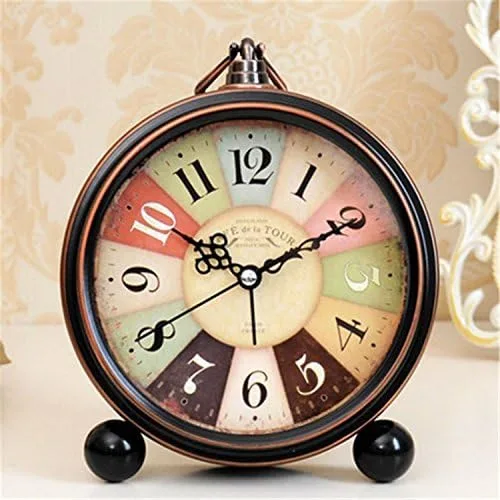 Aeiniwer FirstDecor - Reloj de noche de 5 pulgadas, con números multicolor, estilo europeo, silencioso, silencioso, sin tictac, retro, vintage,