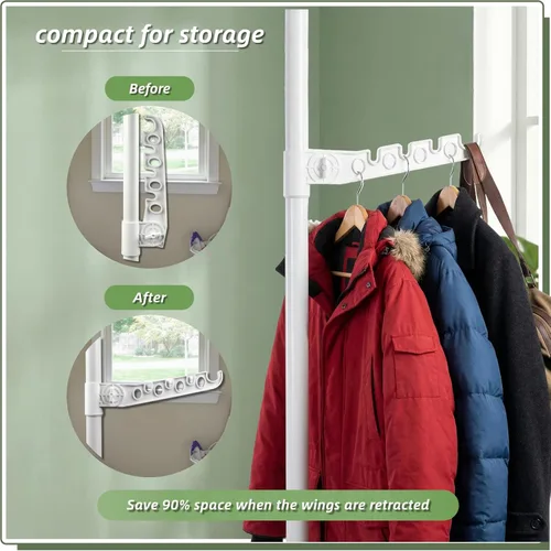 Miniatura 5 de Estante de secado de ropa para interiores que ahorra espacio para apartamentos pequeños, estante de ropa plegable de almacenamiento de 5 niveles