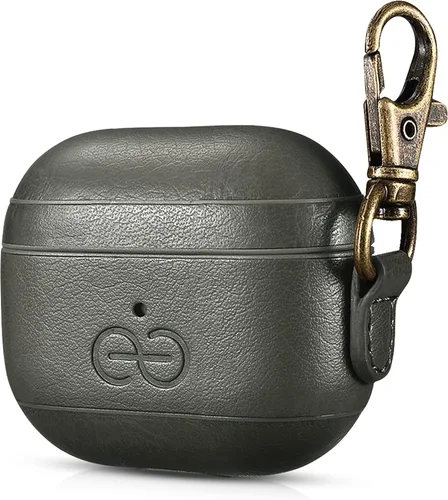 Miniatura 55 de Dreem Om - Funda para estuche con clip para llavero compatible con AirPods 1 y 2, funda de cuero vegano para Airpods para hombres y mujeres, Negro
