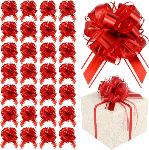 Miniatura 11 de Juexica 30 piezas de grandes arcos navideños tirados para envolver regalos, arco de cinta impermeable de 15 cm para cajas de regalo de San Valentín