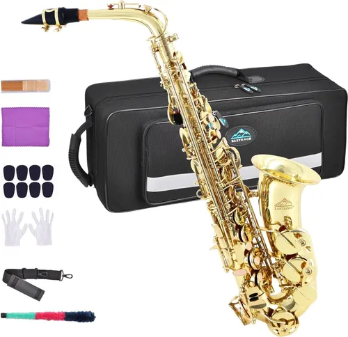 Miniatura 14 de EASTROCK Saxofón Alto Negro/Dorado Mi Bemol Kit Completo para Estudiantes Principiantes con Estuche de Transporte, Boquilla, Almohadillas Cojín