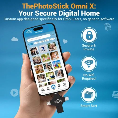 Miniatura 2 de ThePhotoStick® Omni X - 32GB - Copia de seguridad segura de fotos y video y transferencia Organización de archivos digitales Conexión USB