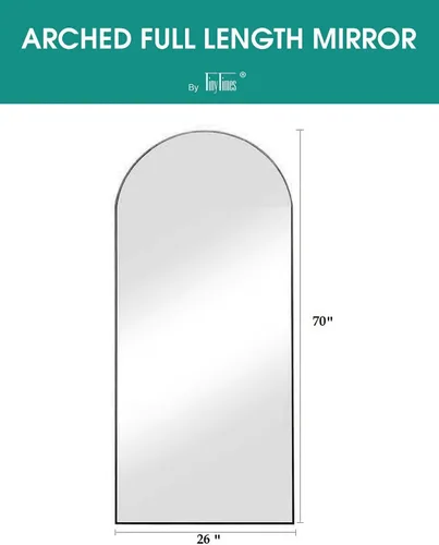 Miniatura 6 de Espejo de Cuerpo Completo de 70''x26'', Espejo de Piso Arqueado Grande con Soporte, Espejo de Pared de Gran Tamaño, Espejos de Cuerpo Completo