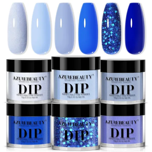 Miniatura 12 de AzureBeauty Juego de uñas en polvo de inmersión, 6 colores marrón nude, tonos de piel, polvo de inmersión natural, arte de uñas francés, salón