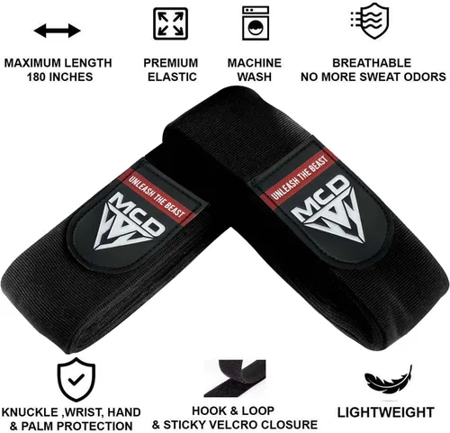 Miniatura 3 de MCD - Envolturas de boxeo para hombres y mujeres de 14.8 ft/180 pulgadas, para guantes de boxeo con lazo para el pulgar, Muay Thai, apretones