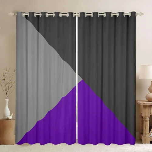 Miniatura 34 de Cortinas opacas de 38 pulgadas de ancho x 45 pulgadas de largo, cortinas opacas de triángulo geométrico naranja, negro, gris claro, cortinas