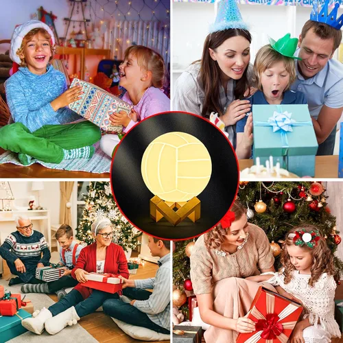 Miniatura 5 de Mydhall - Luz nocturna 3D de voleibol con control remoto, lámpara de mesa de 16 colores, regalos para papá, hombres, niños y fanáticos
