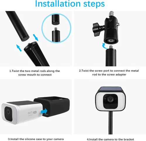 Miniatura 3 de HOLACA Estaca de montaje en poste y cubierta de silicona resistente a la intemperie para Eufy SoloCam S40/S230 solamente, apto para estaca en suelo