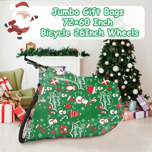 Miniatura 3 de HYmoso 1 pieza bolsas de regalo de Navidad extragrandes, bolsas de regalo jumbo para bicicleta para regalos navideños enormes de gran tamaño, bolsa