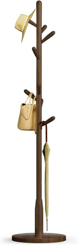 Miniatura 10 de Perchero de madera maciza, perchero independiente en forma de árbol con 11 ganchos, poste principal de 1.6 pulgadas de diámetro para ropa, soporte