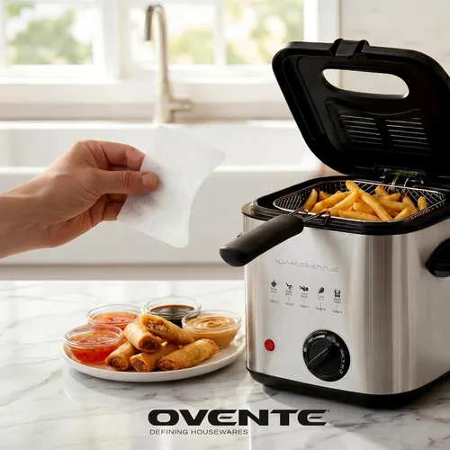 Miniatura 3 de OVENTE Juego de filtros de repuesto de vapor de carbón y aceite compatible con freidora eléctrica de 1.5L FDM1501BR, paquete de 3 filtros reductores