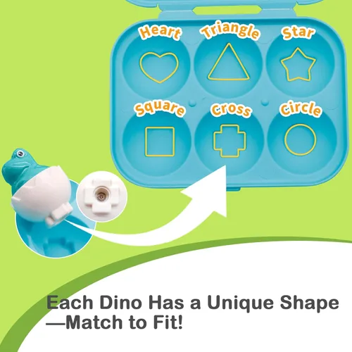 Miniatura 5 de WEEJOYGAM Juguetes de dinosaurio, huevos a juego de dinosaurios para niños pequeños de 1 a 3 años, juguetes Montessori para niños pequeños de 1, 2