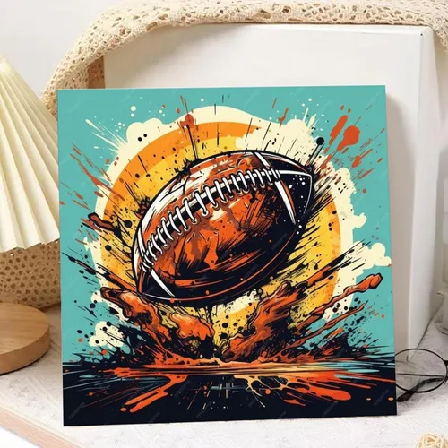 Miniatura 2 de hkejoi Kit de pintura de fútbol por números para niños, pintura de fútbol por números para niños, enmarcado y caballete, pintura por números