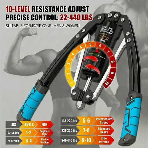 Miniatura 2 de Arm Exercise Equipment Chest Workout - Hydraulic Power Twister 10 Gears Adjustable 22-440lbs,Thick Steel Wear-Resistant, Non-Slip Handle PU Rubber