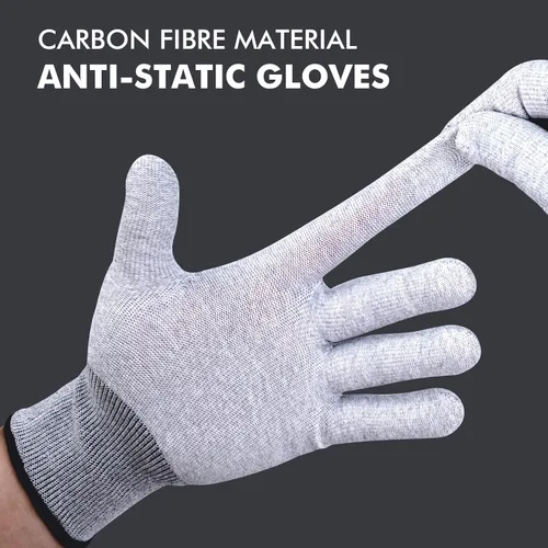 Miniatura 5 de FOSHIO Guantes de vinilo gris, guantes profesionales de fibra de carbono antiestáticos, guantes de envoltura sin polvo para envolver vinilo