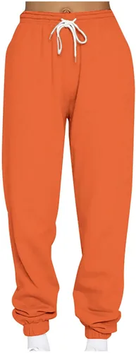 Pantalones deportivos con forro polar para mujer, color sólido, con cordón, con forro de sherpa, pantalones deportivos holgados y casuales para