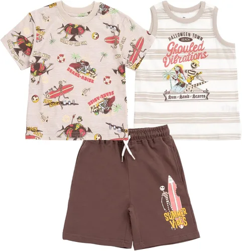 Disney Lion King Toy Story Mickey Mouse Cars - Camiseta sin mangas y pantalones cortos de felpa francesa, conjunto de 3 piezas para niños pequeños y