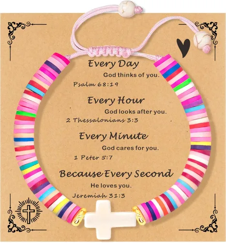 Miniatura 25 de Regalos navideños para niños, niñas adolescentes, mujeres, linda pulsera de cruz para niñas, regalos de Navidad cristianos para mujeres, ideas
