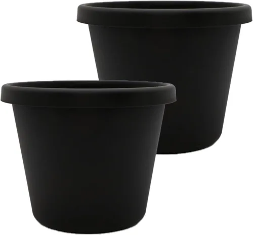 Miniatura 37 de The HC Companies Maceta redonda de plástico Prima con borde enrollado - Maceta para flores ligera y resistente a los rayos UV para hierbas y más